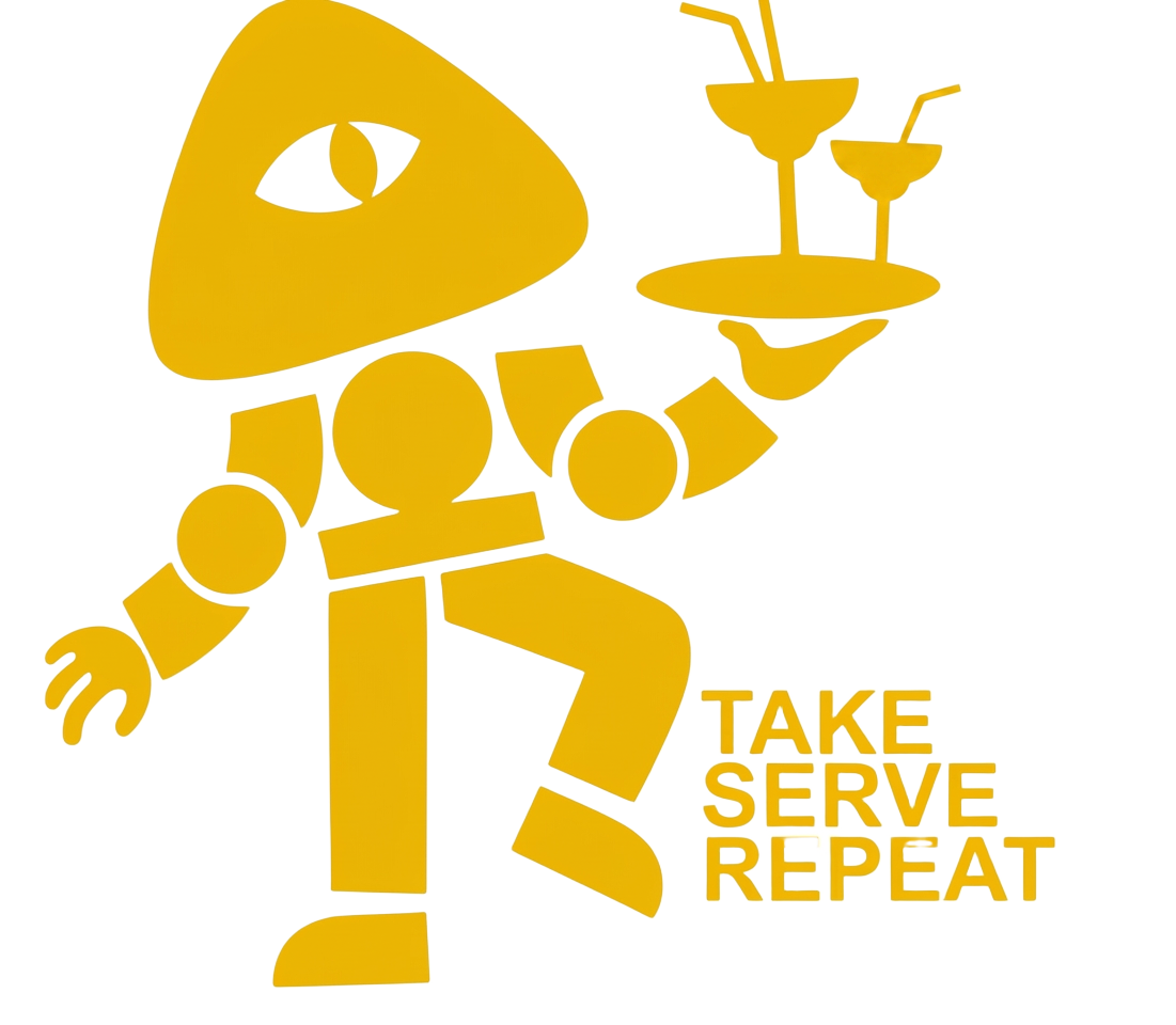 STASH waiter mascot carrying cocktails